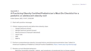 Pediatric Obesity Visit Checklist - Obesity Toolkit